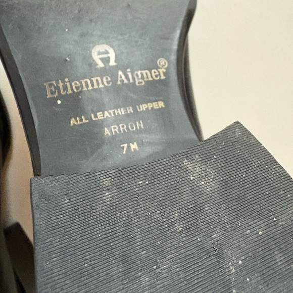 Etienne Aigner Black Leather Loafers ARRON with Tassel Block Heel - Picture 2 of 5